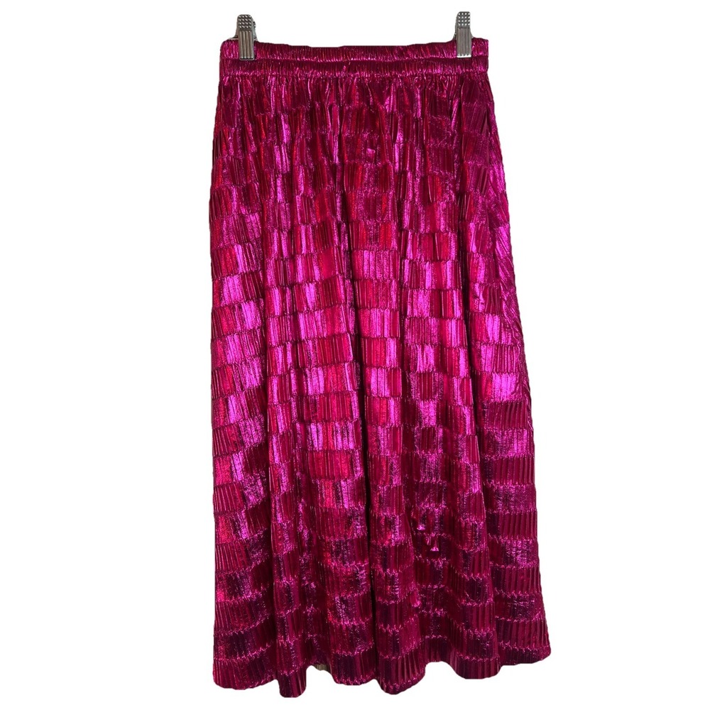 Fuchsia Pleated Midi Skirt - Women